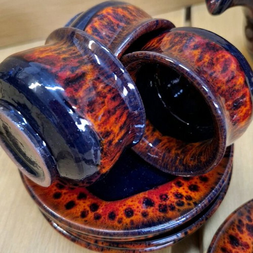 Ceramic vintage tea and coffee set with lava glaze