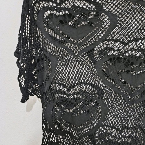 Black mesh blouse with hearts new, size M