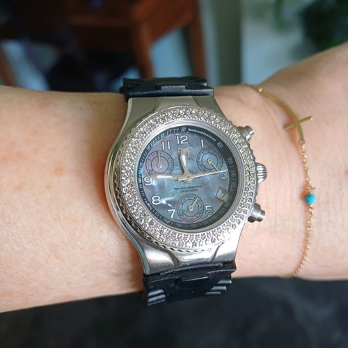 Technomarine Technodiamond Chrono Graph women's watch used, diamond bezel, mother of pearl dial