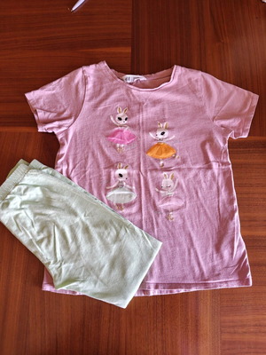 H&M t-shirt set with Sinsey leggings like new for 8-10 years pink multicolor