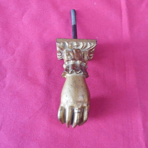 Door knocker hand used, old, length 13 cm
