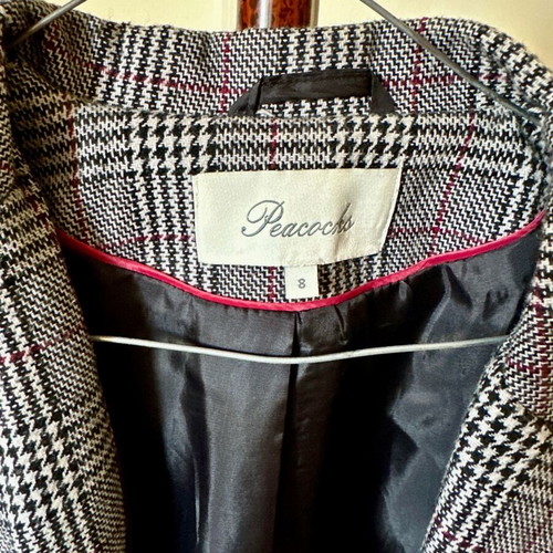 Peacocks women's checked grey jacket size small like new