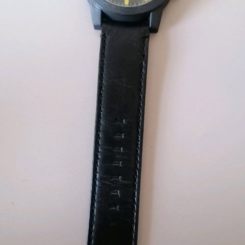 Oozoo watch used, black with leather strap