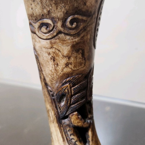 Handmade decorative item with traditional carved dragon design like new