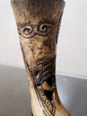 Handmade decorative item with traditional carved dragon design like new