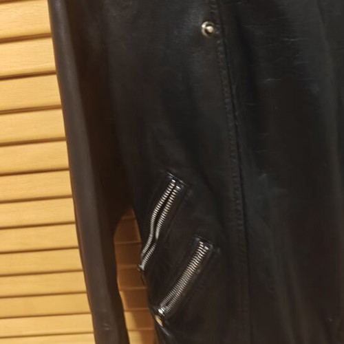 Mango Genuine Leather Biker Jacket used, black, size S