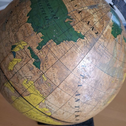 Globe used with heavy metal base, 60-year-old antique