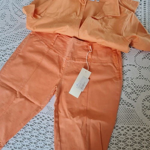 Women's set Bermuda shorts and polo T-shirt orange new