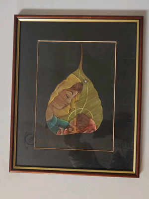 Frame with painted leaf of Virgin Mary and Christ new