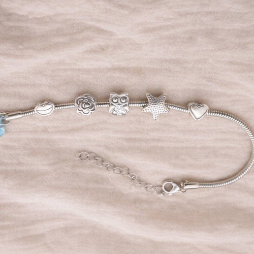 Bracelet with silver-tone charms, new, stainless steel