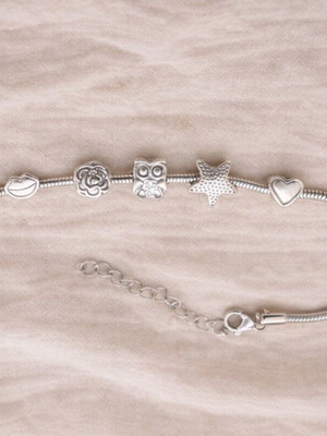 Bracelet with silver-tone charms, new, stainless steel