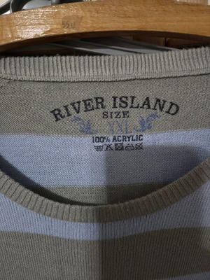 Αντρική μπλούζα River Island μεταχειρισμένη, μέγεθος XXL, άσπρο και γκρι