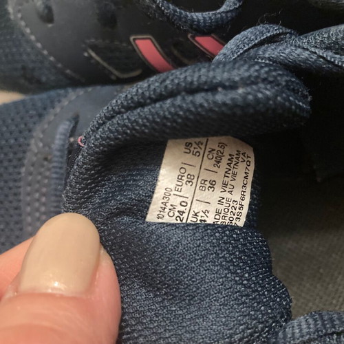 ASICS girls' running shoes used, blue and pink