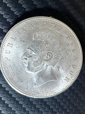 Silver coin Ecuador 5 Sucres 1943 new