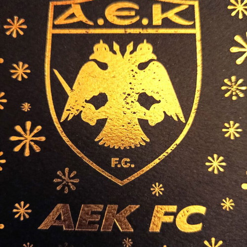 Collectible AEK 2008 greeting card used with gold designs