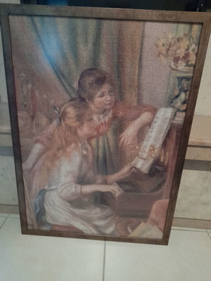 Renoir puzzle frame used, girls at the piano with wooden frame