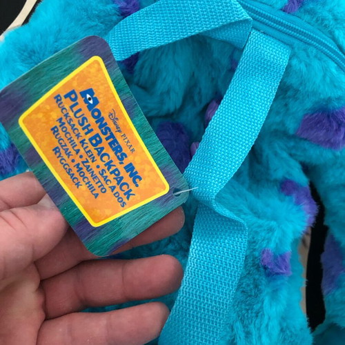 Sulley Monsters Inc big soft furry backpack, new, blue-purple