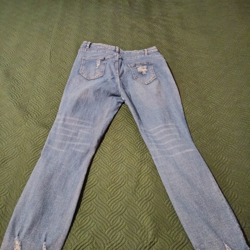 Elastic jeans like new with rips, size L 40 12, blue