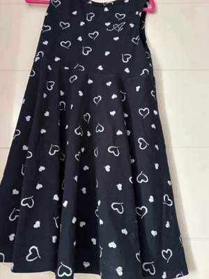 Alouette children's backless dress dark blue with white hearts like new