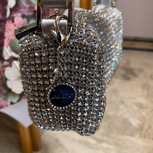 Cocktail bag Aldo shoulder silver new with strass