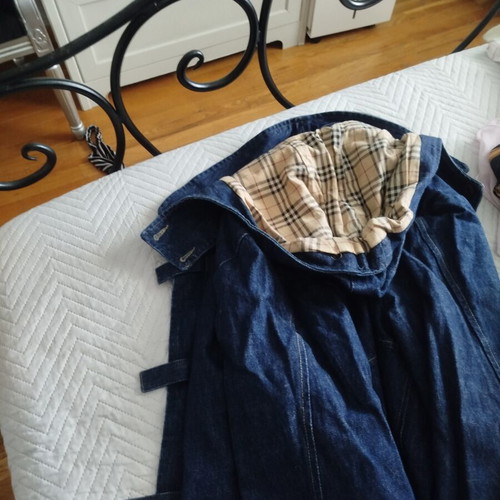 Burberry denim coat with hood, unisex, sizes S and M
