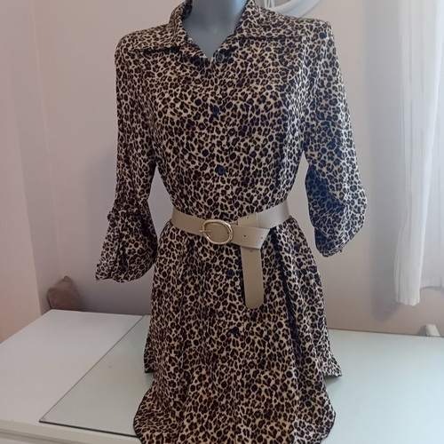 Women's shirt dress, beige and brown, new with tag