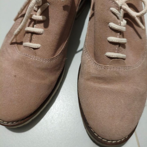 Pink lace-up shoes like new, size 37, beige