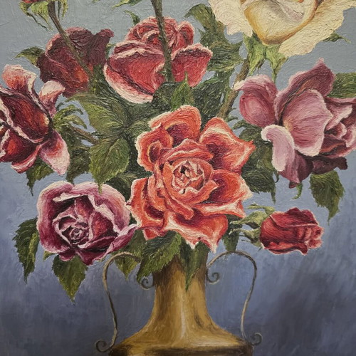 Painting beautiful vintage bouquet like new