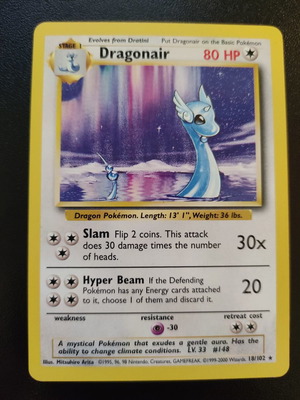 Pokemon Dragonair 18/102 4TH Print μεταχειρισμένο από Base Set 1999