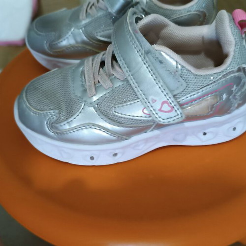 Children's Silver Athletic Shoes Size 26 Like New