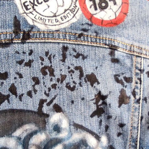 Denim jacket size L new, hand painted