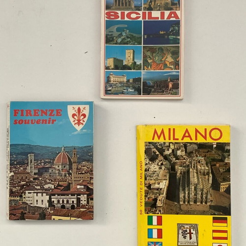 Collectible postcards used, pack of 3, Sicilia, Milano, Firenze