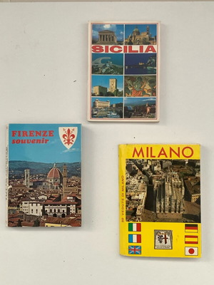 Collectible postcards used, pack of 3, Sicilia, Milano, Firenze