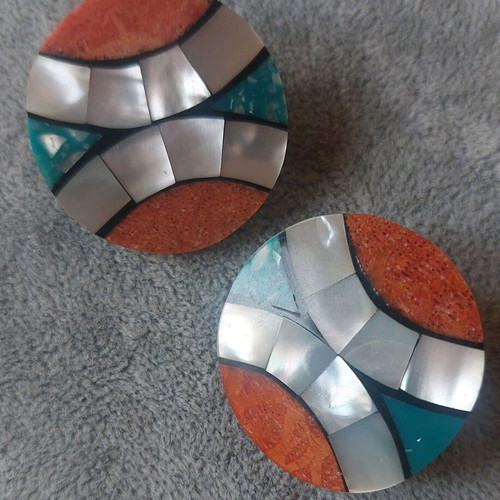 Vintage clips earrings used, multicolored faux bijoux
