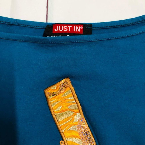 Just In blouse size M like new, blue and yellow