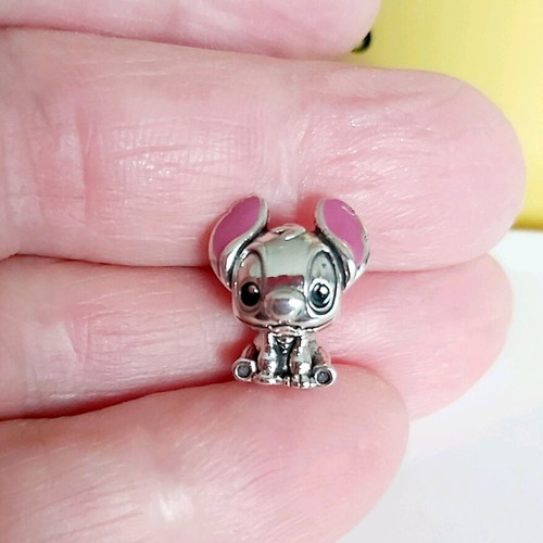 Silver 925 Stitch charm new, handmade, pink and silver