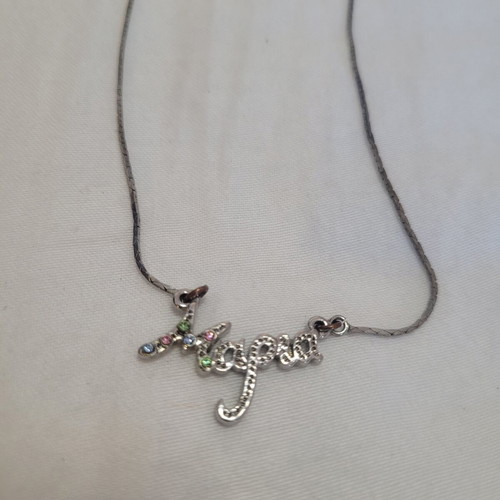 Necklace with the name Maria and colorful rhinestones on the M