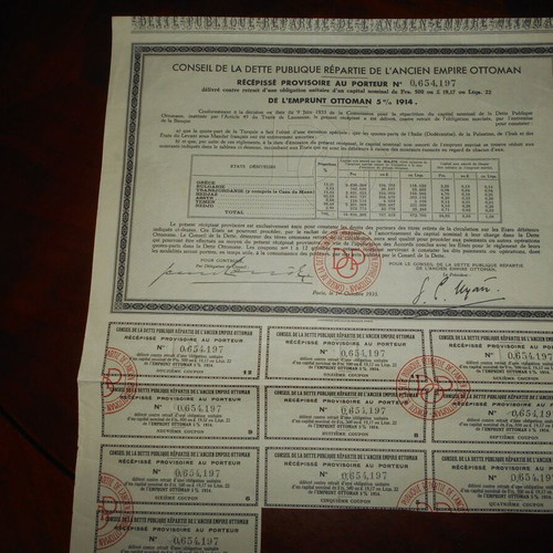 Ottoman bond 1914 used