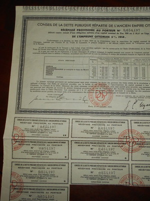 Ottoman bond 1914 used