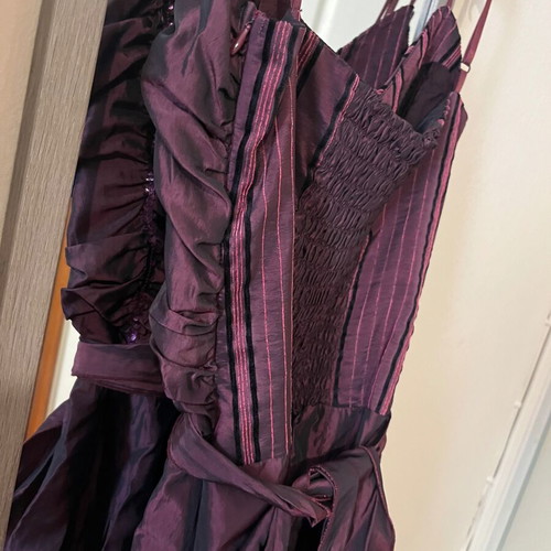 Vintage dress with sequins and side zipper, purple
