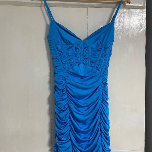 Draped corset style dress Zara like new, blue, size S