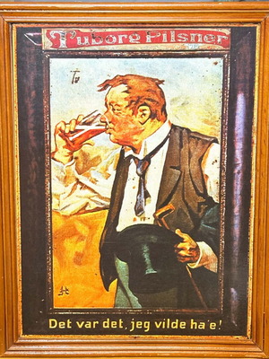 Tuborg Pilsner wooden advertising sign