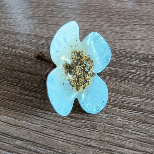 Flower ring handmade adjustable, like new