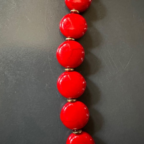 Handmade necklace with gold hematite and coral new