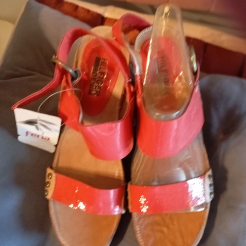 Hilfiger Denim Red Wedge Sandals Size 39 Like New