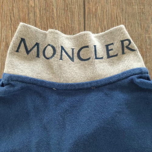 Moncler children's polo shirt, dark blue with grey details