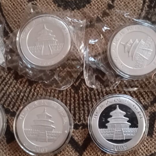 Chinese Panda Silver Coins 8 x 1 Troy Ounce Uncirculated