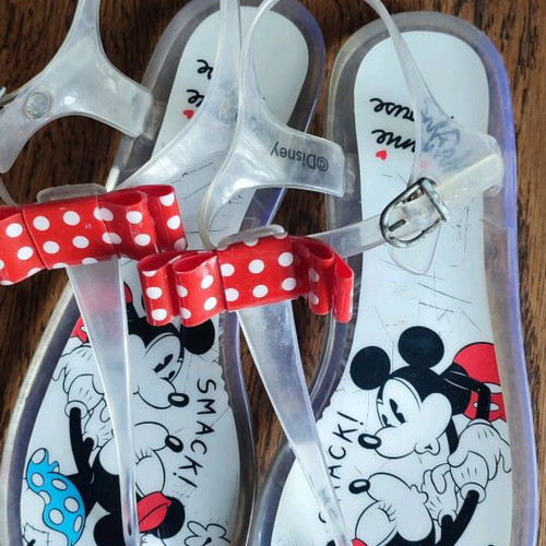 Disney vinyl sandals used, size 40, Minnie Mouse with bow