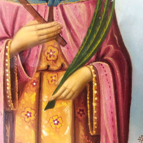 Handmade collectible icon of Saint Chrysi, 1902