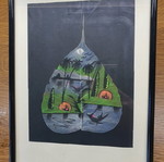Handmade painted leaf like new, framed